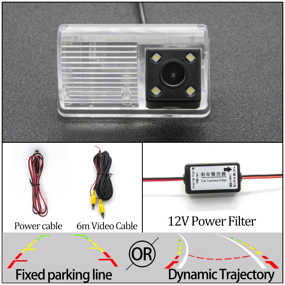 Фиксированный или динамическая траектория заднего вида Камера для Защитные чехлы для сидений, сшитые специально для Toyota Corolla Verso 2004 2005 2006 2007 2008 2009 lifan 620 автомобильный резервный монитор - Название цвета: 4LED Camera N Filter