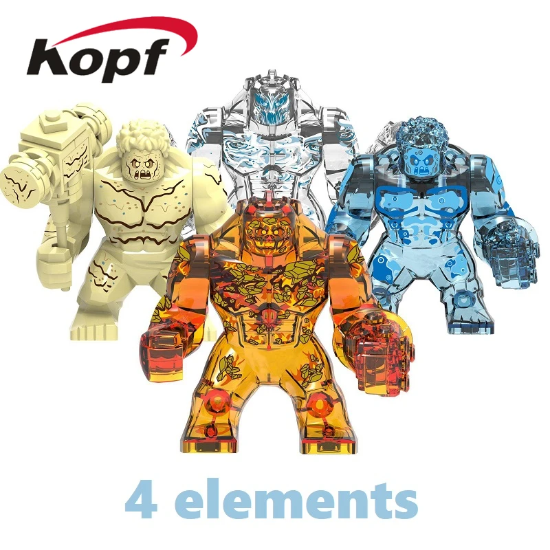 

Single Sale Building Blocks 7cm Big Size Model Wind Element FireElement Water Element Earth Figures For Children Collection Toys