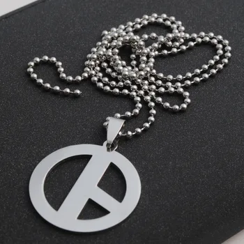 

5 Stainless steel hollow anti-war logo necklace geometric round peace Sign GD peace symbol titanium steel necklace jewelry