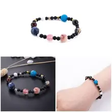 Восемь планетов звезда натуральный камень бисера новые модные браслеты Вселенная бусины Galaxy горячая Распродажа унисекс-браслет для мужчин и женщин подарок