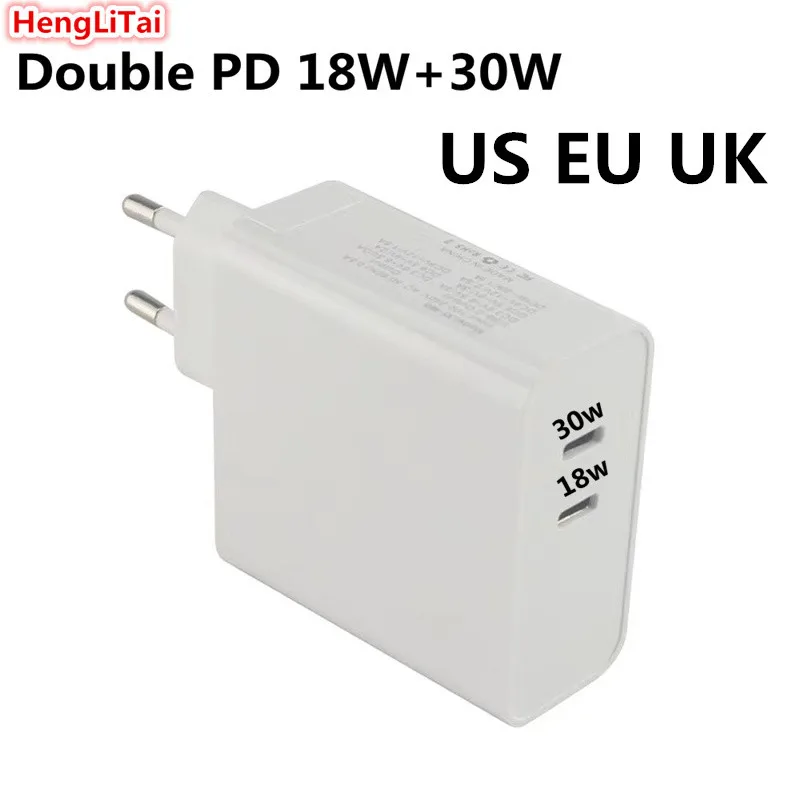Быстрое складное зарядное устройство US Double PD usb type C 18 Вт для iphone 11pro 30 Вт для iPad Pro add EU UK plug адаптер питания для путешествий