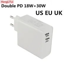 Быстрое складное зарядное устройство US Double PD usb type C 18 Вт для iphone 11pro 30 Вт для iPad Pro add EU UK plug адаптер питания для путешествий