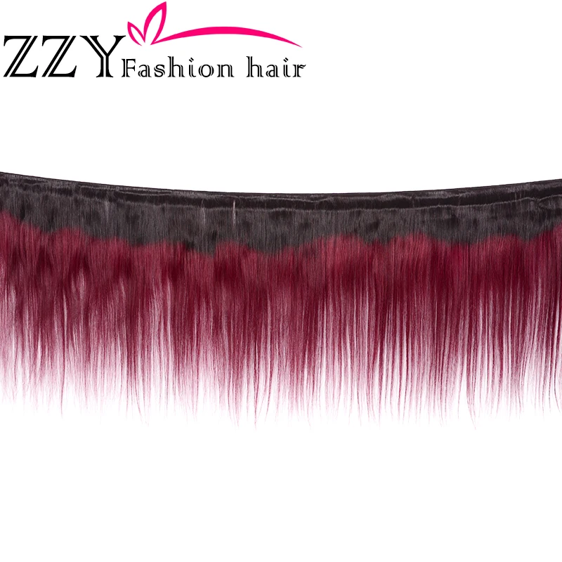 ZZY Fashion волосы бразильские прямые волосы Омбре м не-Реми натуральные кудрявые пучки волос 1B 99J Бургундия черный красный Омбре