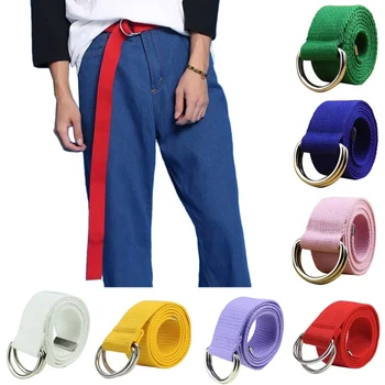 

12 Color Belt Wide Solid Color Unisex Belt Double Loop Canvas Casual Belt Jeans Leggings Belt Unisex Accessories