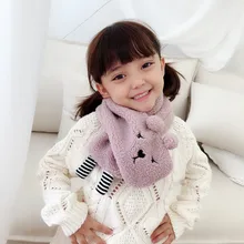 Осень-зима Однотонная одежда Детский шарф для девочек, для мальчиков ягненка Кашемировый Шарф Модный милый рисунок с теплым воротником Детские шарфы