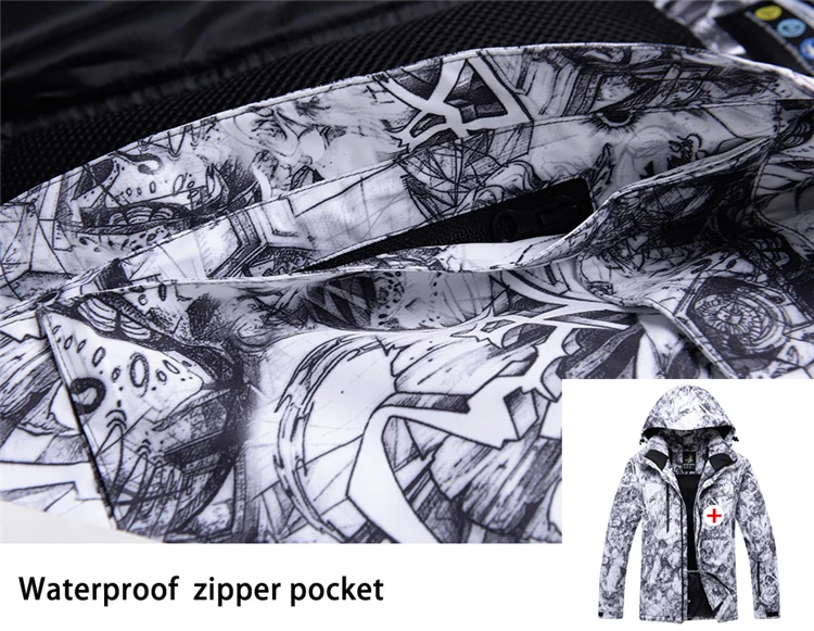 Hot Arctic Queen Brand Waterproof Windproof And Warm Ink Painting Fabric Jacket Men's Skiing And Snowboard Jacket 2 Color