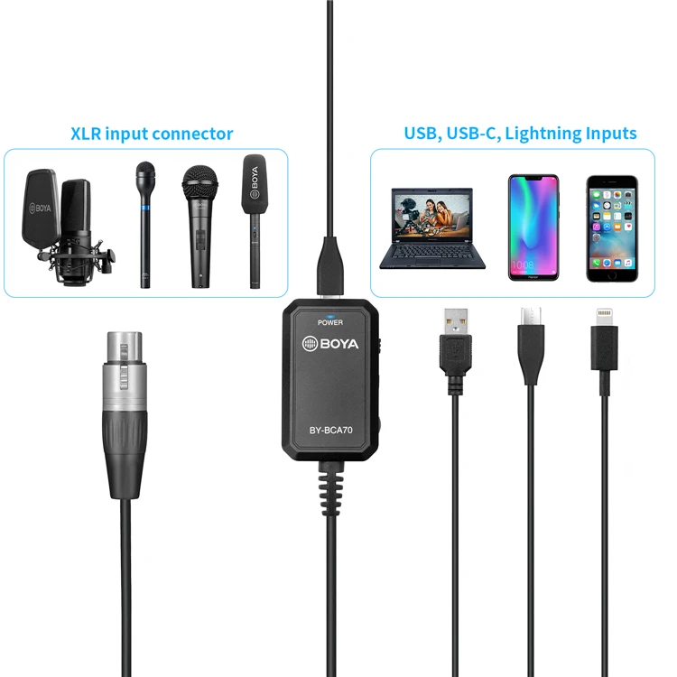 Boya By Bca70 Xlr Audio Adapter For Xlr Microphones To Pc Mobile Devices Compatible With Type C Andorid Ios Smartphones Microphones Aliexpress