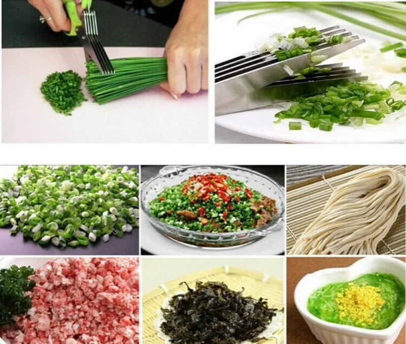 15CMMinced 5 Layers Basil Rosemary Kitchen Multi-Layers scissor Shredded Chopped Scallion Cutter Herb Laver Spices Cook Tool Cut 15CMMinced 5 Layers Basil Rosemary Kitchen Multi-Layers scissor Shredded Chopped Scallion Cutter Herb Laver Spices Cook Tool Cut