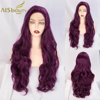 

AISI BEAUTY Ombre Lace Front Wig Wavy Long Synthetic Purple Wig For Black/White Women Cosplay Pink Black Red Blonde Grey Wigs