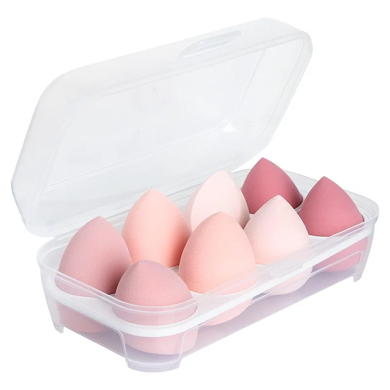 Caixa de Ovo Conjunto de Ferramentas de Beleza Úmida e Seca Puff com Caixa de Armazenamento Gradiente Esponja 8 Pçs - Set 8 8 Pçs set Gradiente Caixa de Ovo