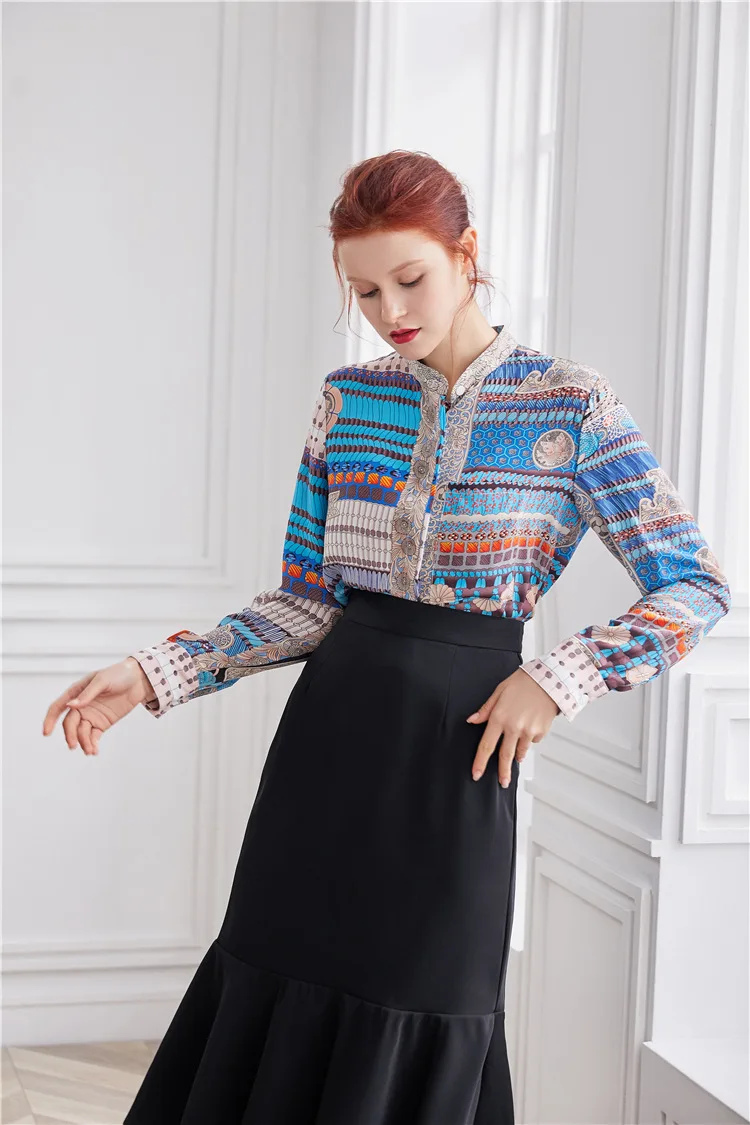 AH11170, модные женские блузки и рубашки,, Подиумные, Роскошные, известный бренд, Европейский дизайн, вечерние, стильная женская одежда