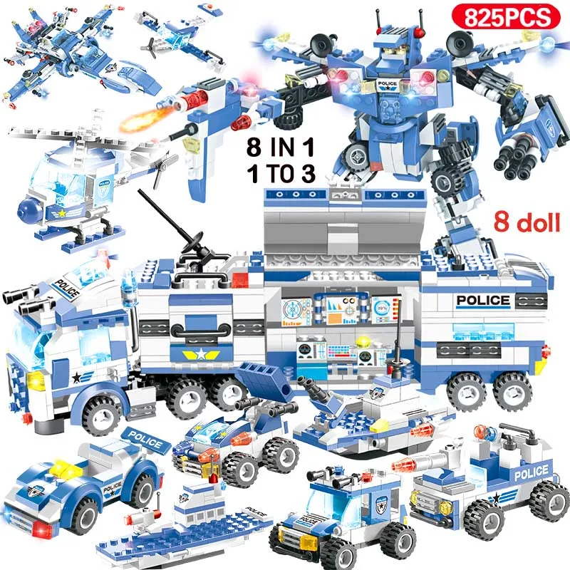 Skup 1122 sztuk 8w1 SWAT City policyjny helikopter samochodowe klocki budowlane kompatybilny Legoinglys policja miejska stacja cegieł zabawki dla dzieci