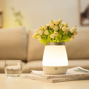 

NEWKBO White Vase LED Night Light Desktop Flowerpot Light Home Decoration Light USB Rechargeable Bedroom Bedside Lamp