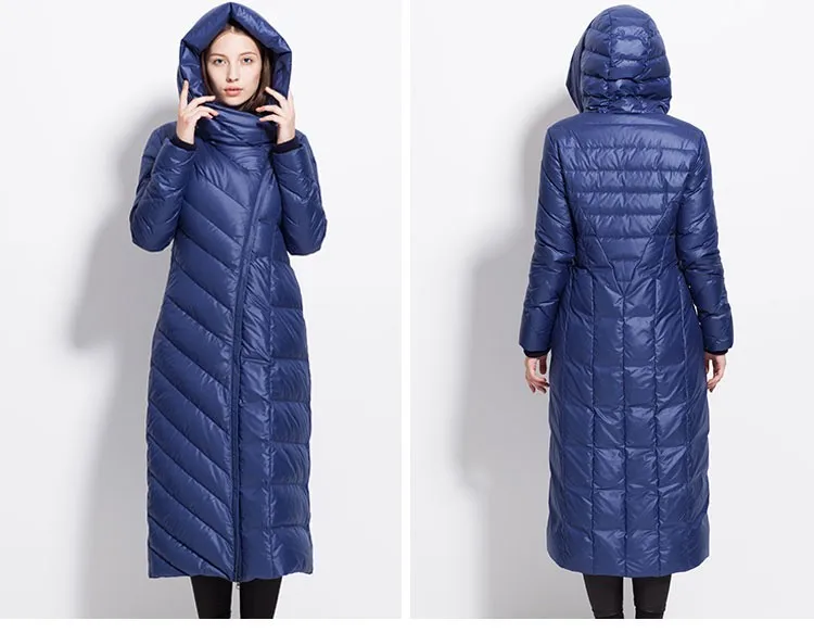 Водонепроницаемые длинные пальто большого размера, женские зимние толстые черные темно-синие стильные пуховики больших размеров