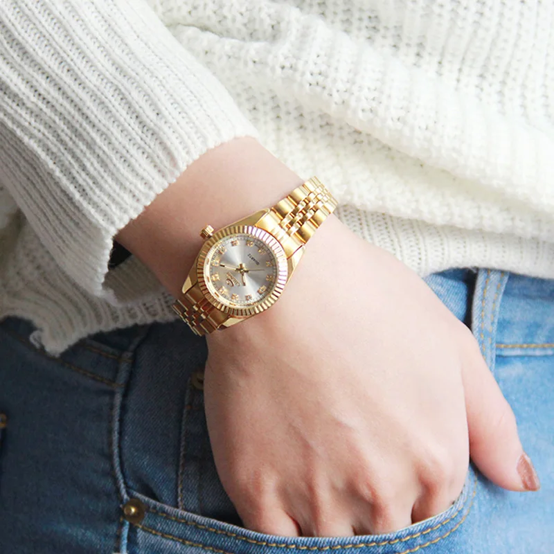 CHENXI Luxury Women Gold Watches Waterproof Casual Golden Dress Rhinestone Female Wristwatch Fashion Retro Lady Clock 004A