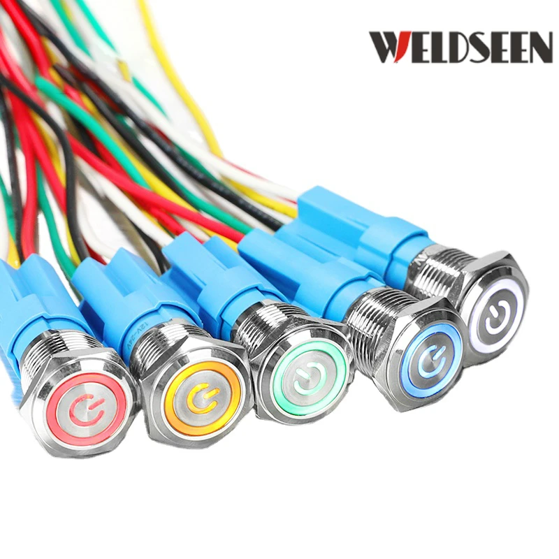 

16mm Metal Push Button Switch LED Light 3V 6V 12V 24V 220V Momentary Latching Type Start Stop Power Electrical Button