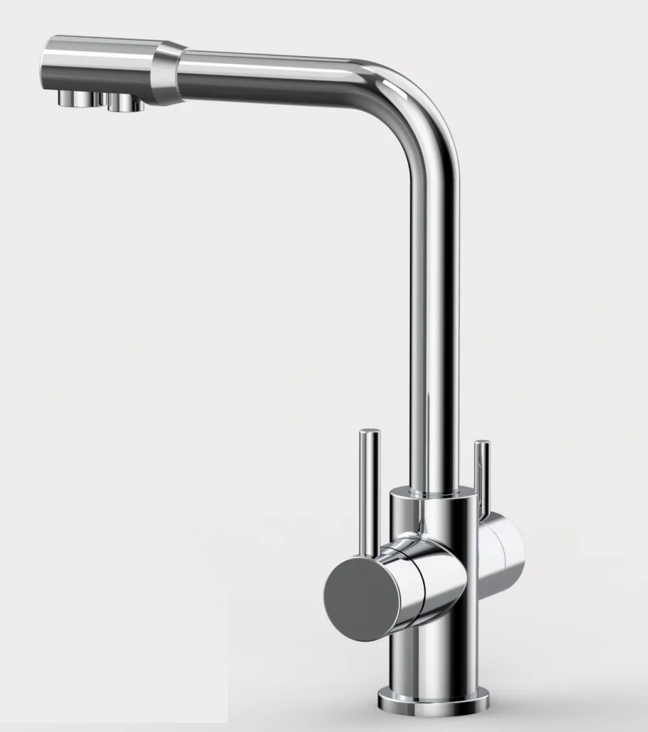 

3 способа фильтры для воды кран Кухня питьевой кран Смеситель для мойки Латунь Поворотный носик с 2 ручками, хромированный