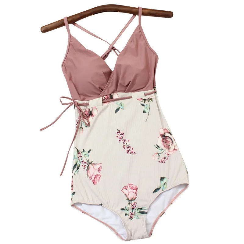 Bikini Monokini One Peice Swimsuit Women Swim Dress Suit Swimming Gir For Girl Broken Flower Cover Back Push Up Spandex