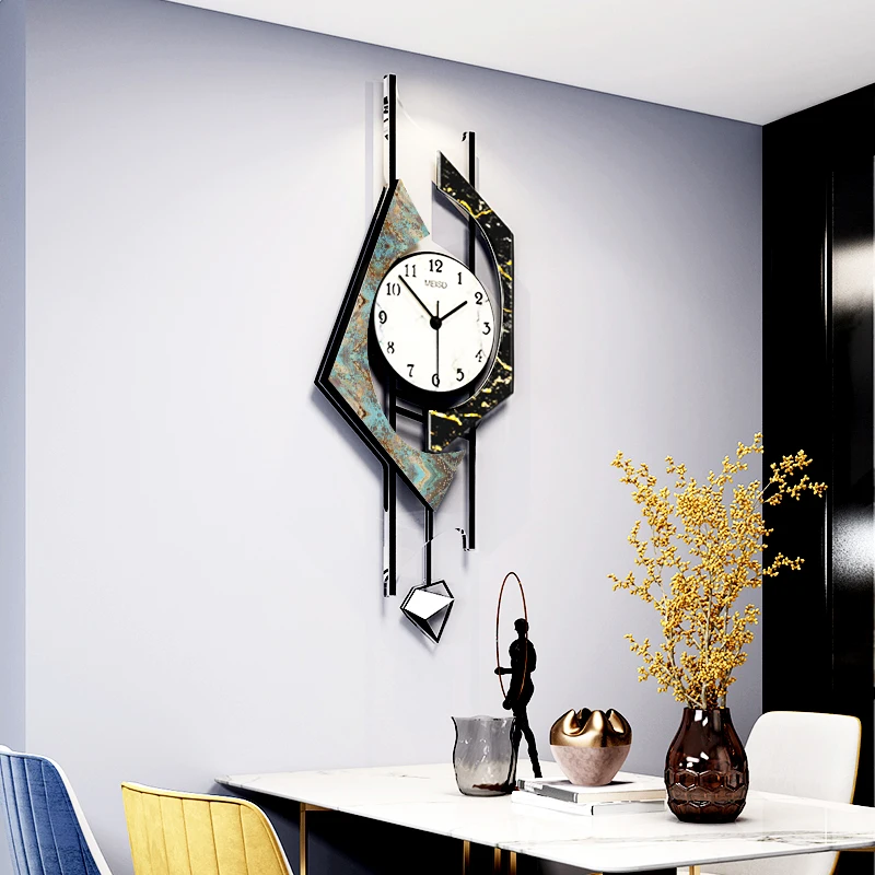 Modern Design Watch Large With Pendulum Quality Acrylic Clocks Printed Drawing Live Room Horloge Home Decor Free Shipping | Дом и сад