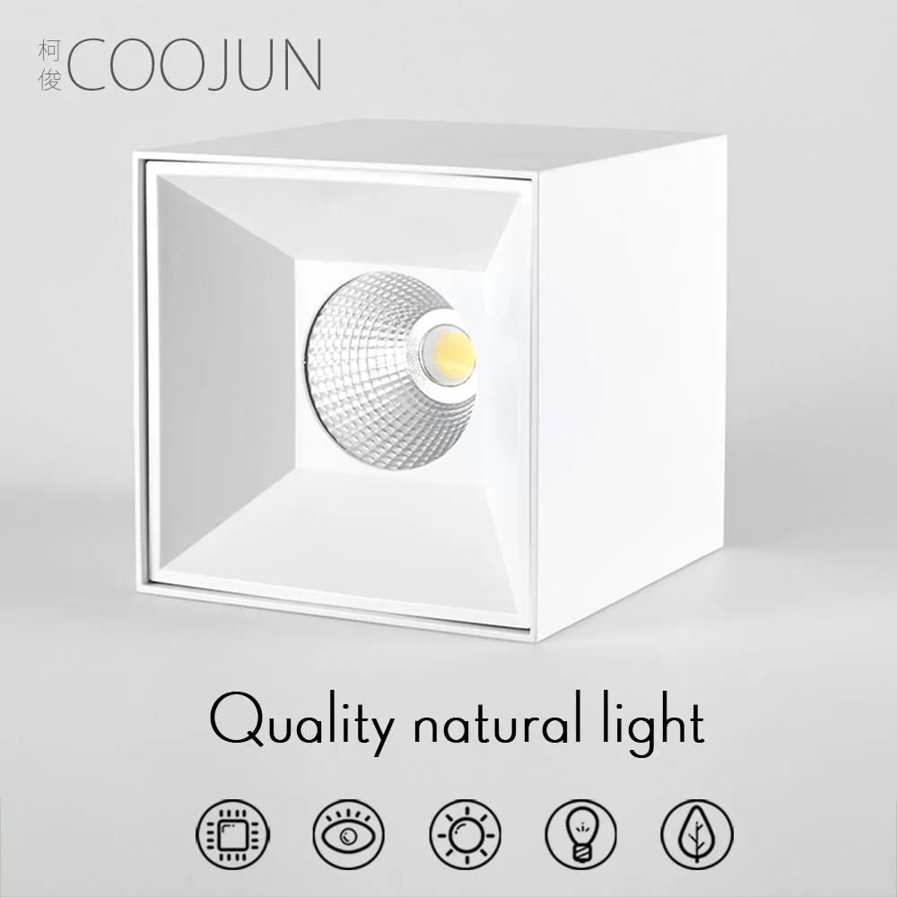 

COOJUN LED Square surface mounted downlight high-power commercial lighting 30W 20W 4 inch COB free hole living room office lamp