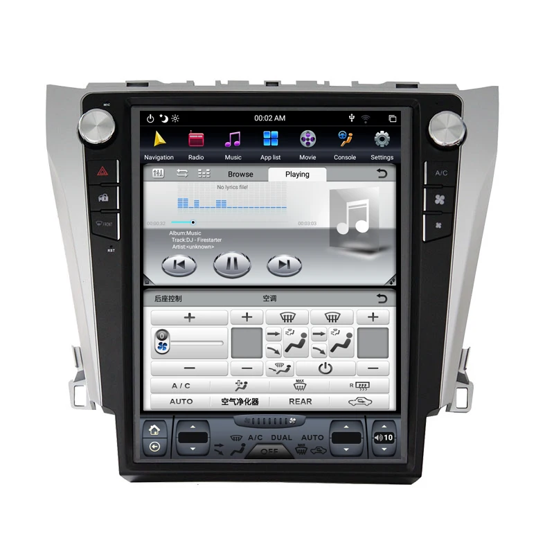 Android 9.0 Tesla Vertical Screen GPS Navigation For Toyota Camry 2012- Audio Player 12.1 Inch 1920*1080 Unit