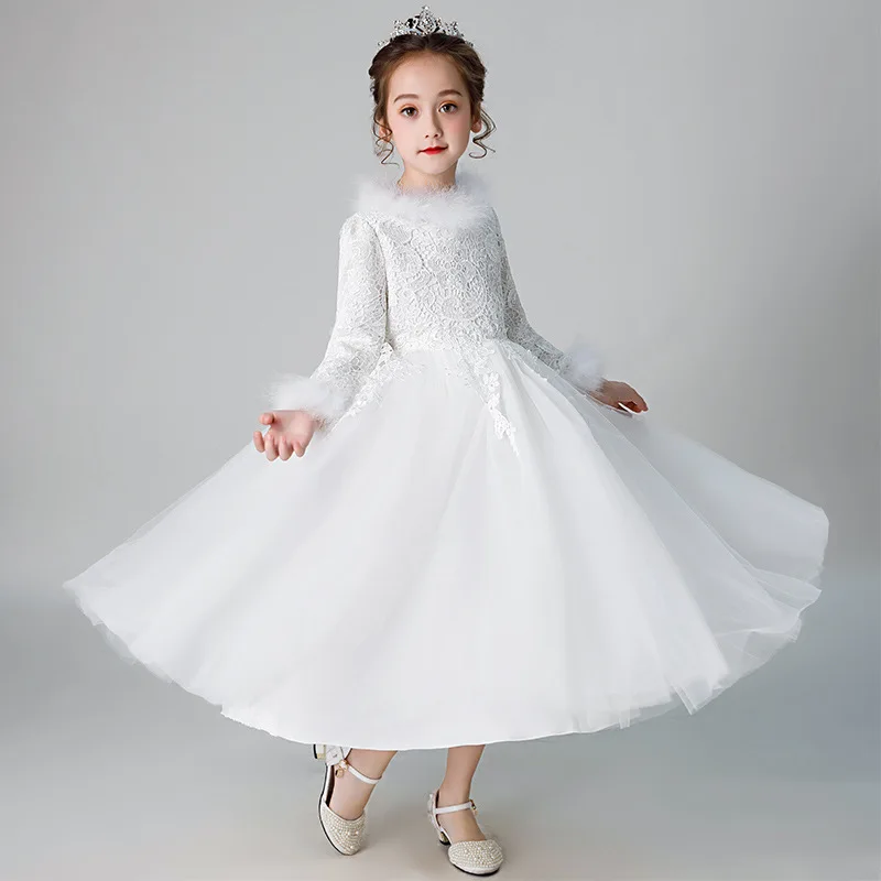 Childrenswear Autumn And Winter Princess Dress GIRL'S Gown CHILDREN'S Full Dress Long Sleeve Wedding Dress Tutu Piano Dresses of