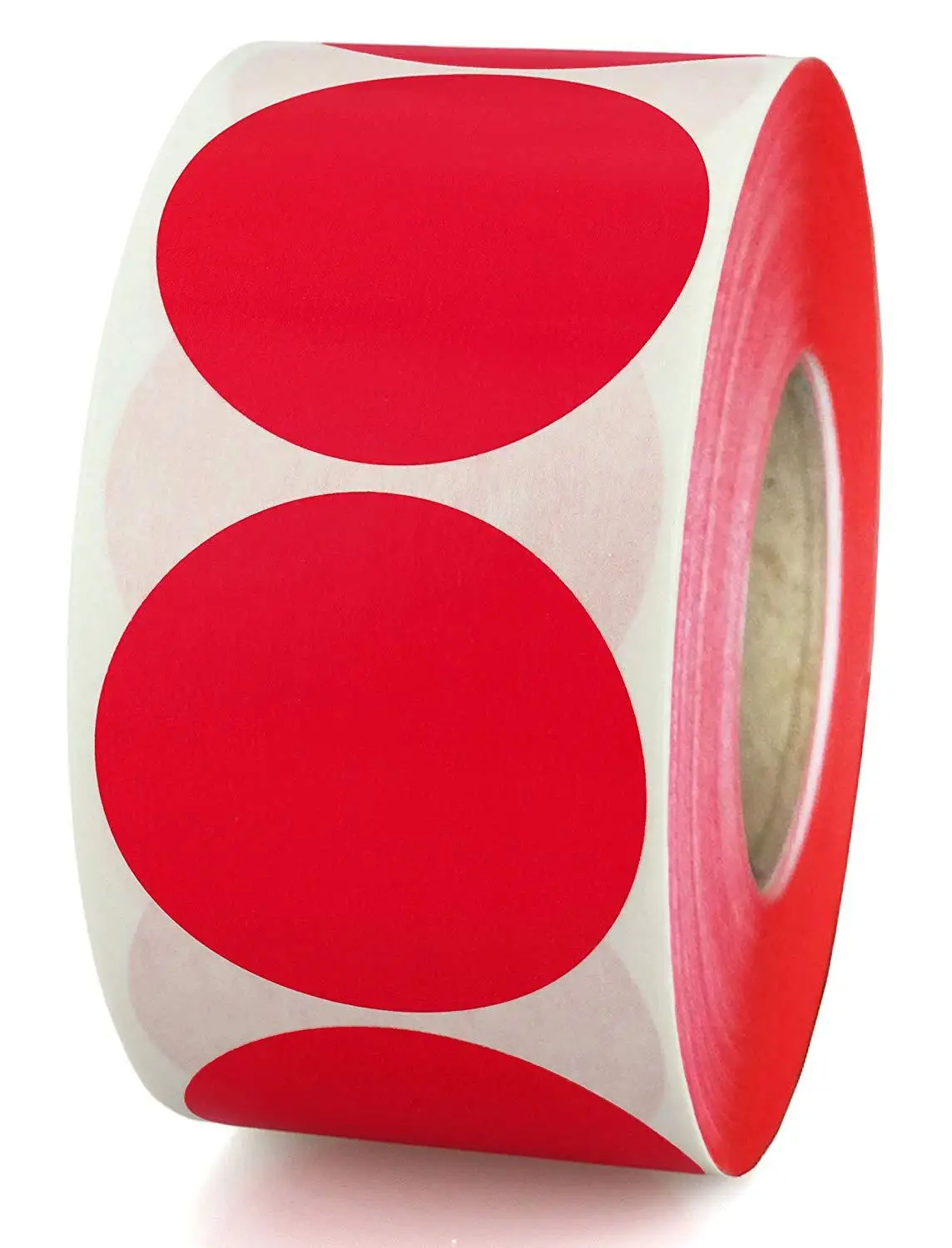 

2-inch round color code label 500 permanent sticky color round stickers per roll for storage/finishing/color coding/art (red)