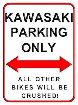 Un Occhio Sorridente Kawasaki Parking Only Parkings Metal Wall Poster Targa In Latta Vintage Bbq Restaurant Dinner Room Cafe Shop Decor