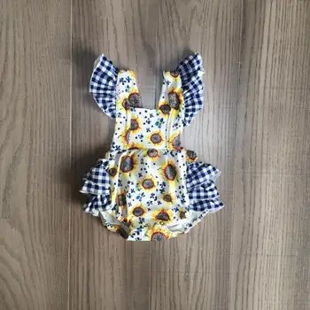 

baby girls clothes girl summer plaid romper baby kids toddler sunflower romper