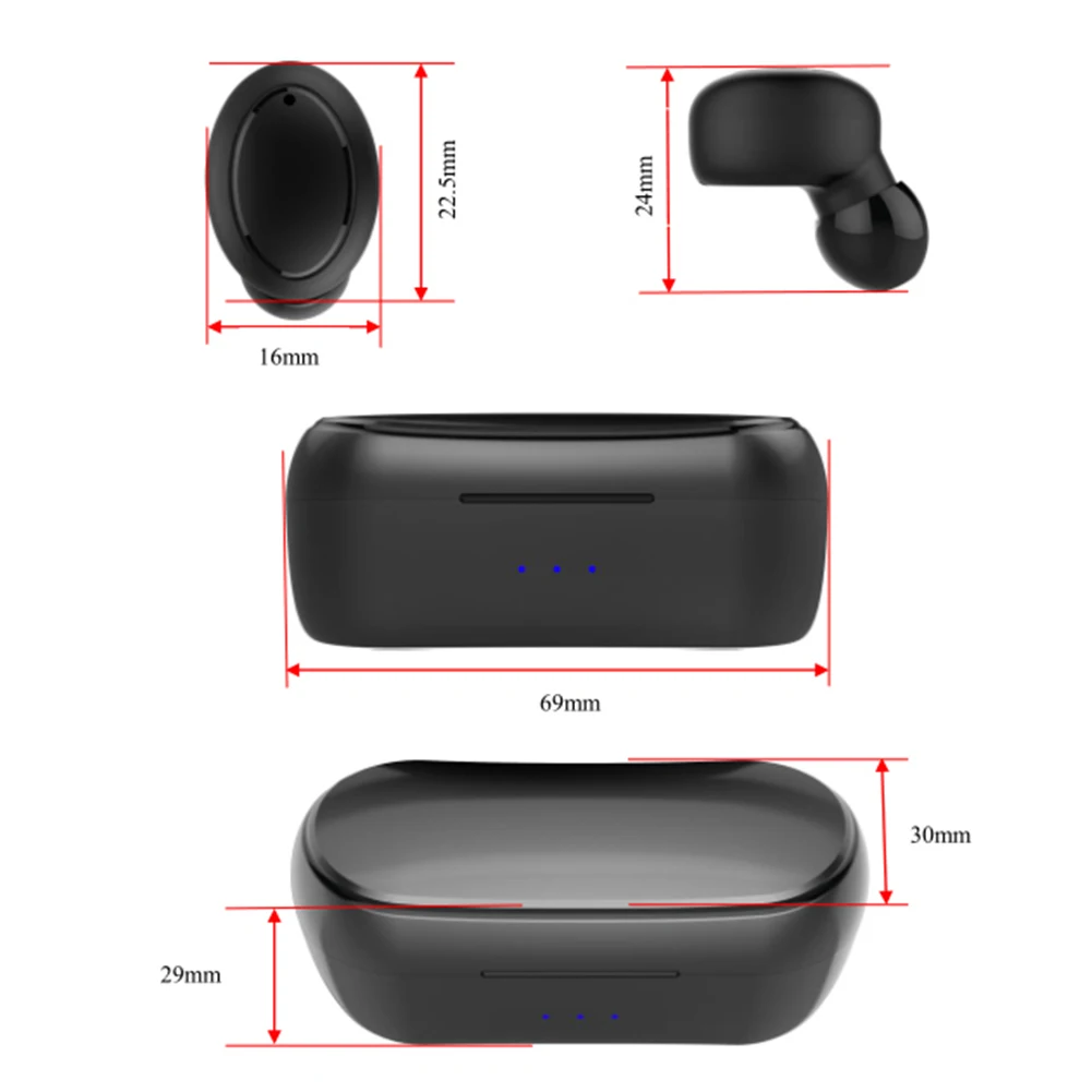 Noise Cancelling Bluetooth Wireless Headset Mini TWS Earphones Earbuds with Mic for iPhone Samsung LG G Stylo G6