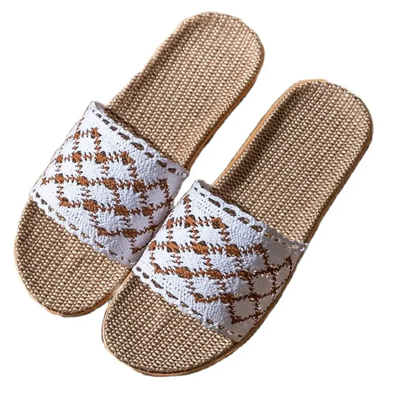 Suihyung 2021 New Womens Shoes Breathable Mesh Belt Flax Slippers Ladies Casual Flat Slides Home Slippers Female Linen Sandals