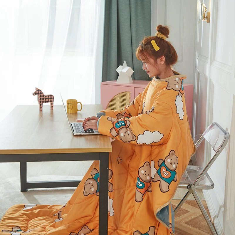 

Многофункциональная детская зимняя одежда с рукавами для студенческого общежития, зимняя детская одежда, толстое плюшевое теплое одеяло