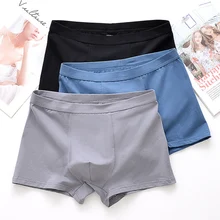 

2021 standard men's boxer cotton underwear mid-waist breathable solid color antibacterial crotch spring and summer new