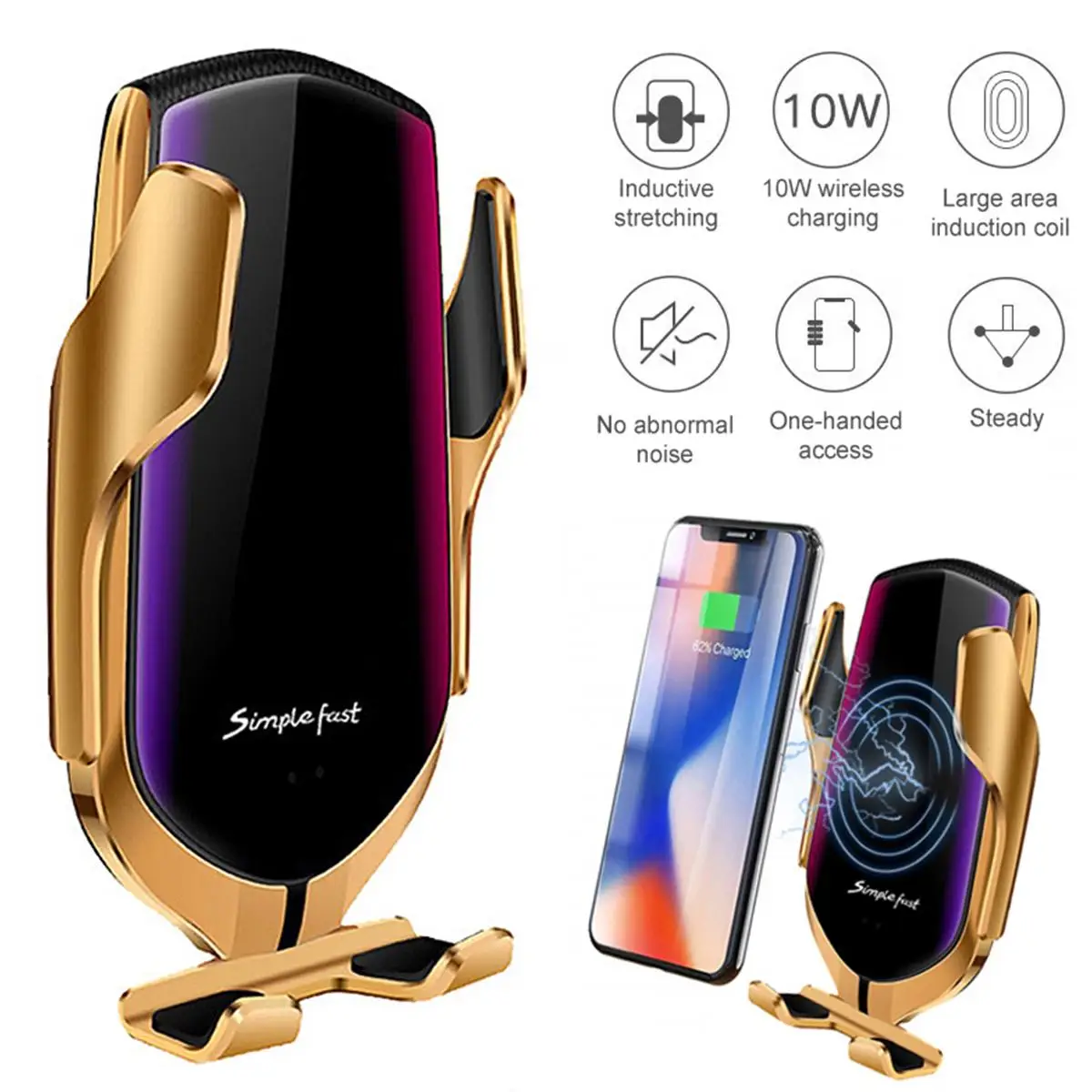 Automatic Clamp Car Wireless Charger 10W Quick Charge GPS Mount for Iphone XR XS For Huawei P30Pro Infrared Sensor Phone Holder