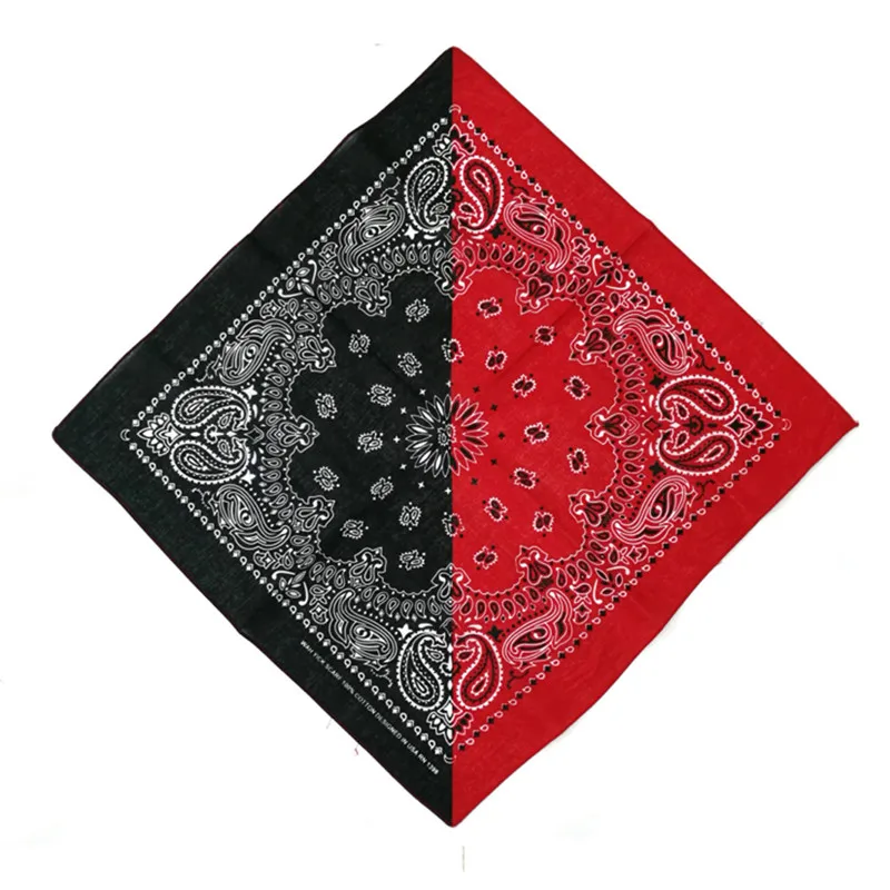 NEW 55*55CM cute print headscarf scarf square head scarf female motorcycle headwear outdoor cool activity riding collar - Цвет: black-red