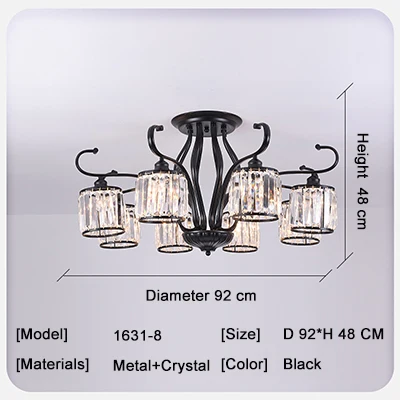 8 Light Современные подвесные потолочные лампы светодиодные хрустальная люстра подвесной светильник для гостиной Гостиная - Цвет абажура: 8 Light
