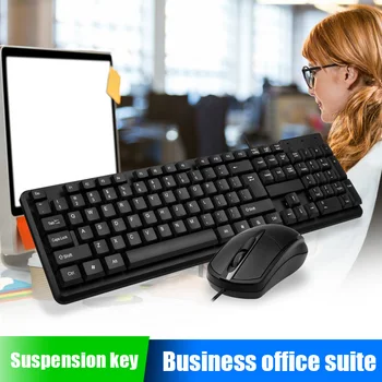 

Wired Mouse Keyboard Set USB Desktop Sensitive Durable for Home Office Gaming HJ55