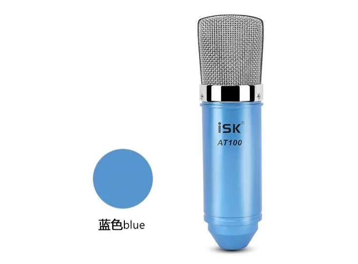 blue ISK AT100 микрофон конденсаторный микрофон для компьютера запись студия производительность сети K песня микрофоны+ крепление - Цвет: blue