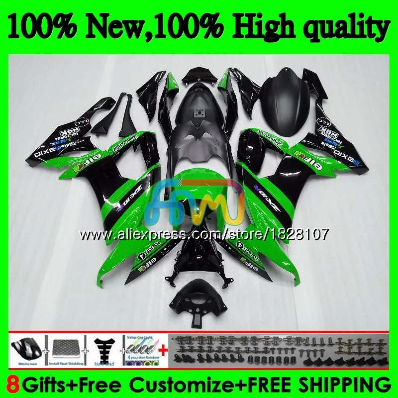 Корпус для KAWASAKI ZX1000C ZX-10R ZX 10R 1000CC 17BS. 0 ZX1000 ZX 10 сотрудников отдела исследований ZX10R 08 09 10 2008 2009 2010 ABS обтекатель комплект зеленого цвета фабрики