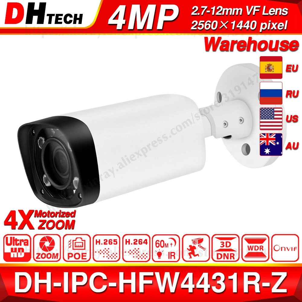 Dahua 4MP IPC-HFW4431R-Z 2.7~12mm VF Lens Motorized Zoom IP Bullet Camera IR 80m