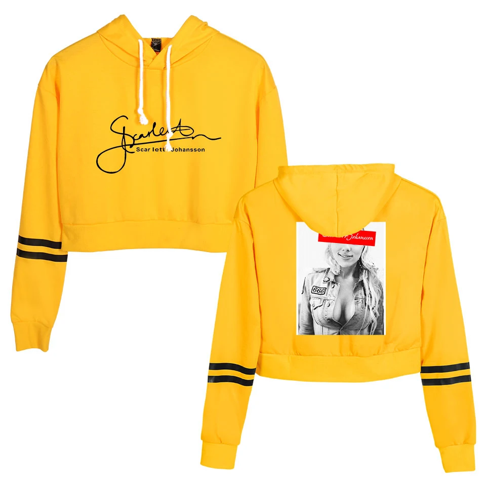Women Fashion Autumn Winter Casual Sweatshirt Scarlett Johansson star printed Casual Long/Short Sleeve Tracksuit Women Crop Top
