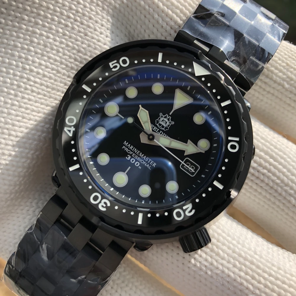 Стальные часы DIVE1975 NH35 300 м для дайверов автоматические с черным тунцом сапфировое