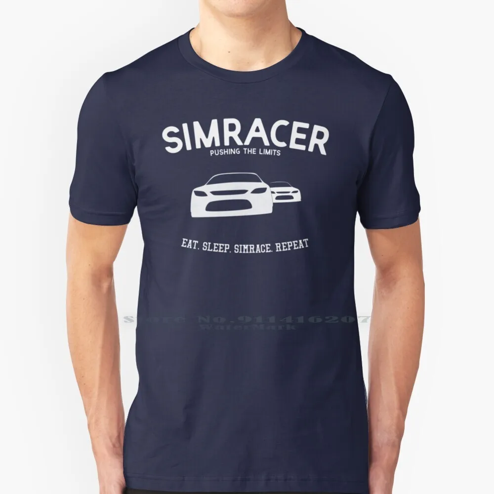 Simracer Sim Racing Games - Eat , Sleep, Simrace, Ripeti T Shirt 100% Puro Cotone Simraacer Rennsimulation Racing Motorsport