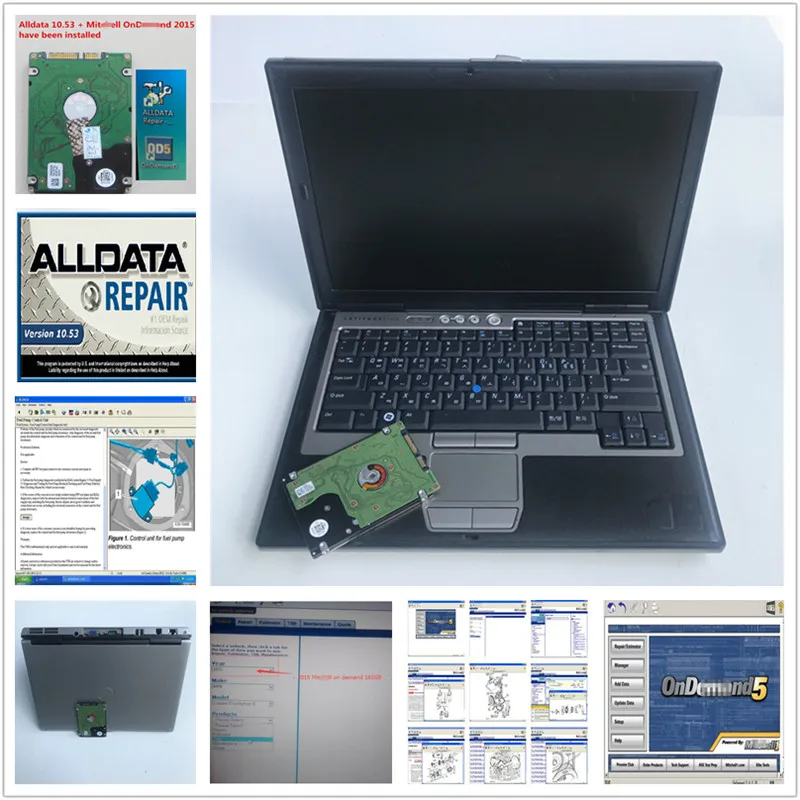 Программное обеспечение для ремонта всех данных, установленное хорошо, Alldata+ Mitchell ondemand, программное обеспечение для ремонта автомобиля, грузовика, Авто+ ноутбук D630 1000gb HDD