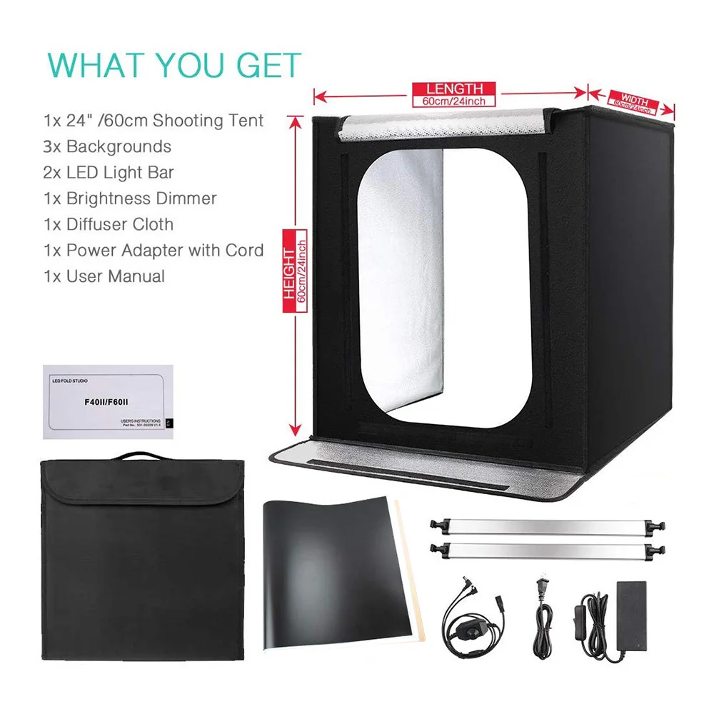 Spash photo box 24 дюймовый светильник коробка для фото dimmble 5500K Портативная фотостудия