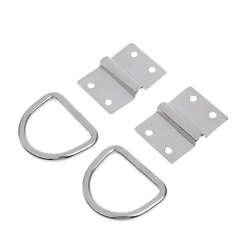 2 Pieces 316 Stainless Steel D Ring Rope Chain Strap Tie Down Loop Boat Truck Trailer Lashing Anchor Fixing Cleat Plate