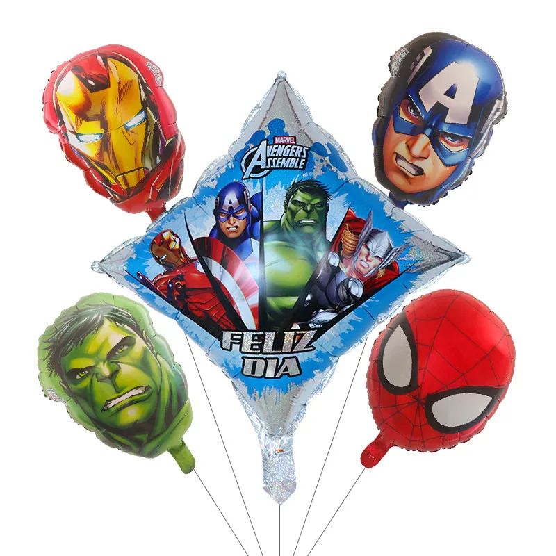 5 Pcs Spiderman Balloons Set Avenger Superhero Captain America Air Globos Birthday Party Decorations Kids Gifts Baby Shower Toys