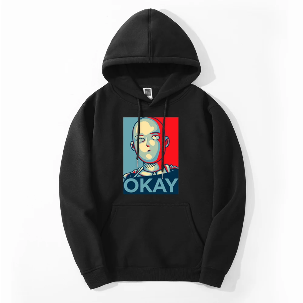 

Okay Print One Punch Man Anime Harajuku Article Autumn Mens Harajuku Hooded Hoodies Sweatshirt Simple Breathable Streetwear