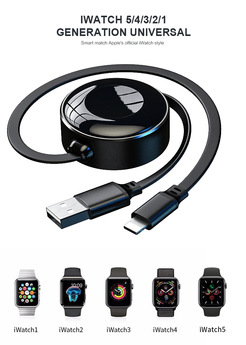 Мини портативное Быстрое беспроводное зарядное устройство для IWatch, магнитная зарядная док-станция, подставка, быстрое USB зарядное устройство, кабель для Apple Watch 4 3 2