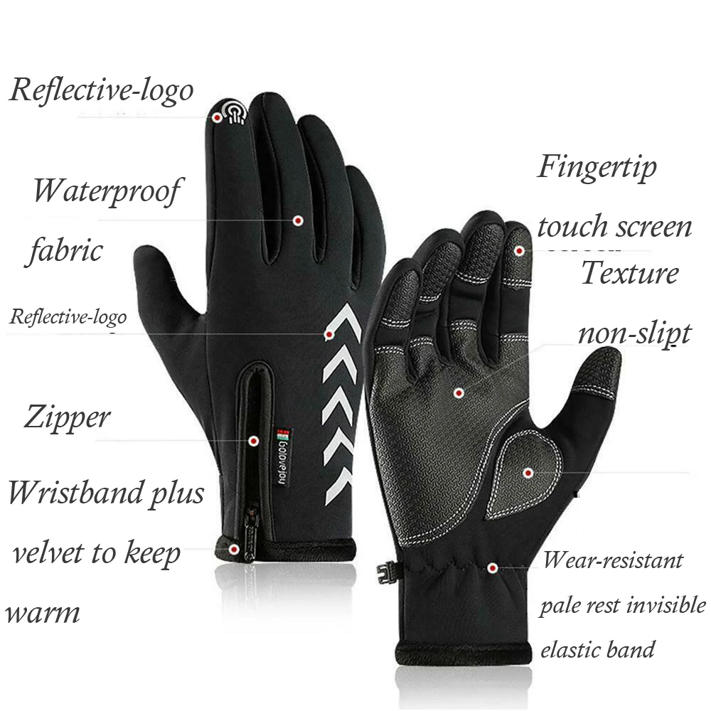 S-XXL, уличные спортивные перчатки для вождения, зимние мужские теплые и ветрозащитные водонепроницаемые перчатки, нескользящие перчатки для катания на лыжах с сенсорным экраном